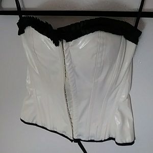 Off White Leather Look Corset Top